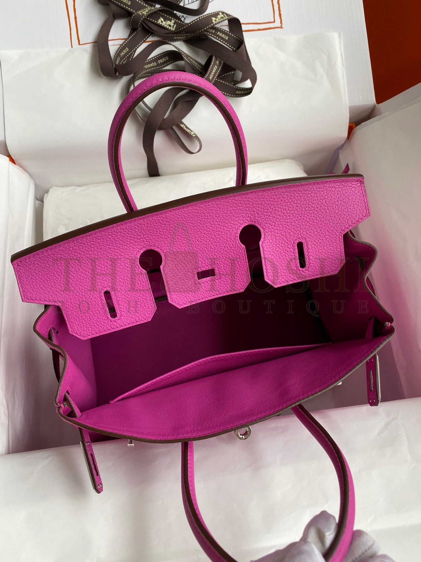 H**me5 Birkin 25 Retourne Handmade Bag In Magnolia Clemence Leather Master Quality