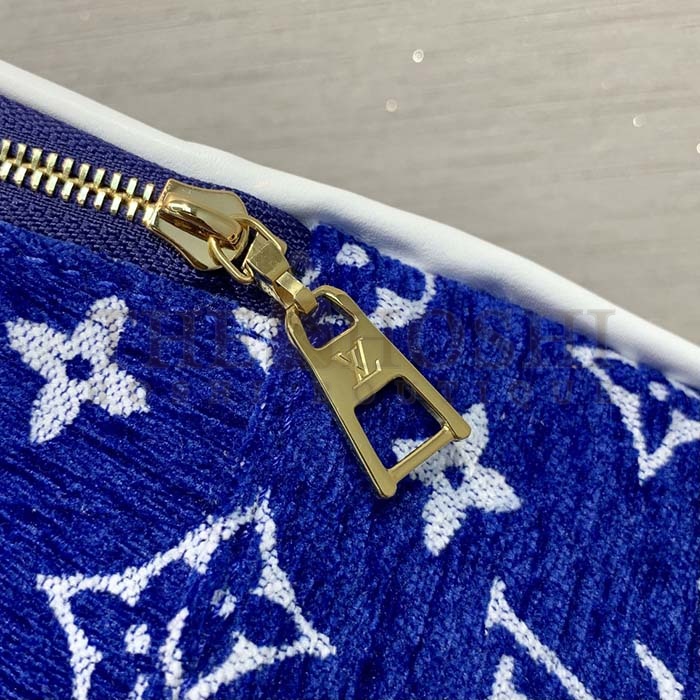 L0vis Vvtt0n LV Unisex Palm Springs Mini Backpack Blue Monogram Velvet Jacquard Master Quality