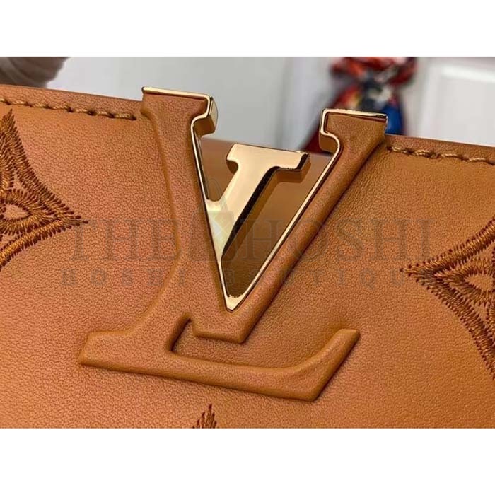L0vis Vvtt0n LV Women Capucines Mini Handbag Saffron Yellow Calfskin Leather Cowhide Lining Master Quality
