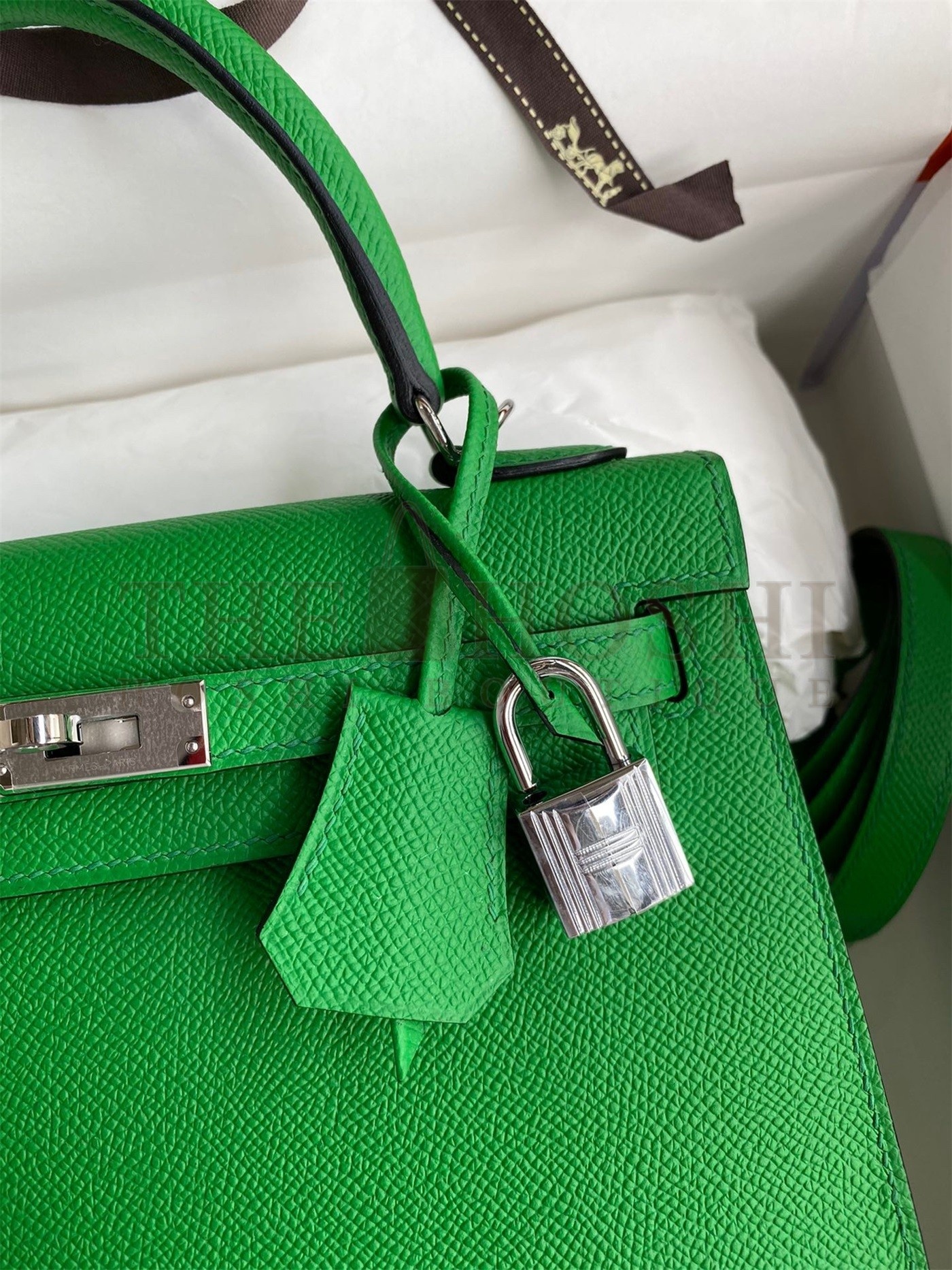 H**me5 Epsom Kelly 25cm Sellier Handmade Bambou Bag Master Quality