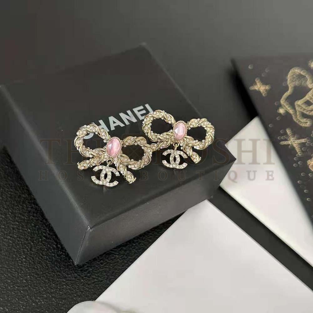 Ch**el Women Stud Earrings in Metal Glass Pearls and Strass Master Quality
