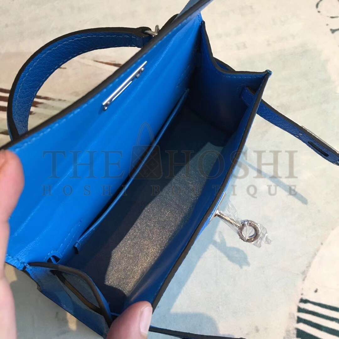 H**me5 Blue Chevre Kelly Mini II Handmade Bag Master Quality