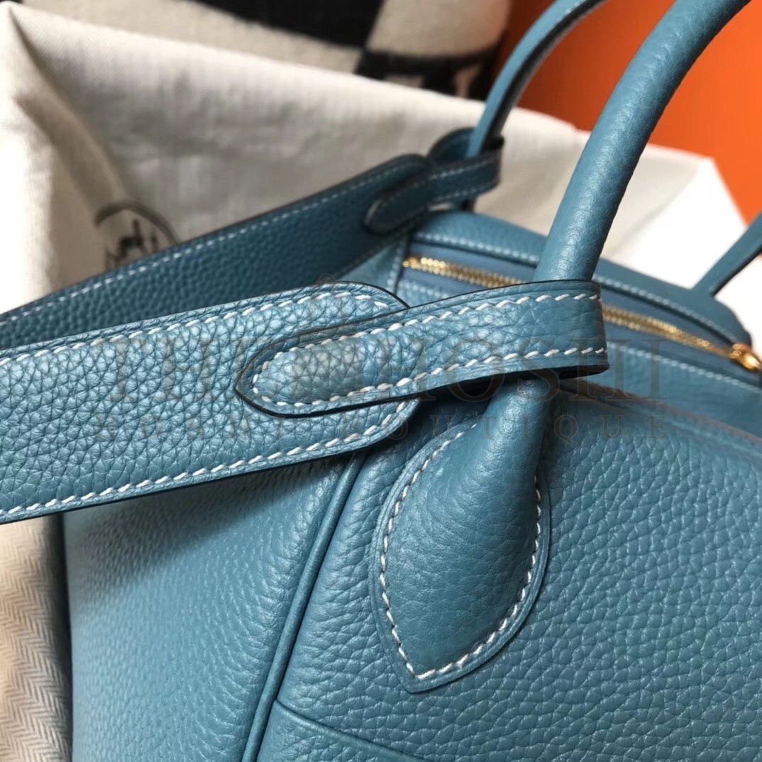 H**me5 Lindy 30cm Bag In Blue Jean Clemence Leather Master Quality