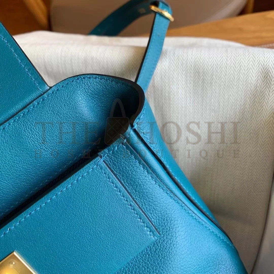 H**me5 24/24 Mini 21 Handmade Bag in Vert Bosphore Evercolor Leather Master Quality
