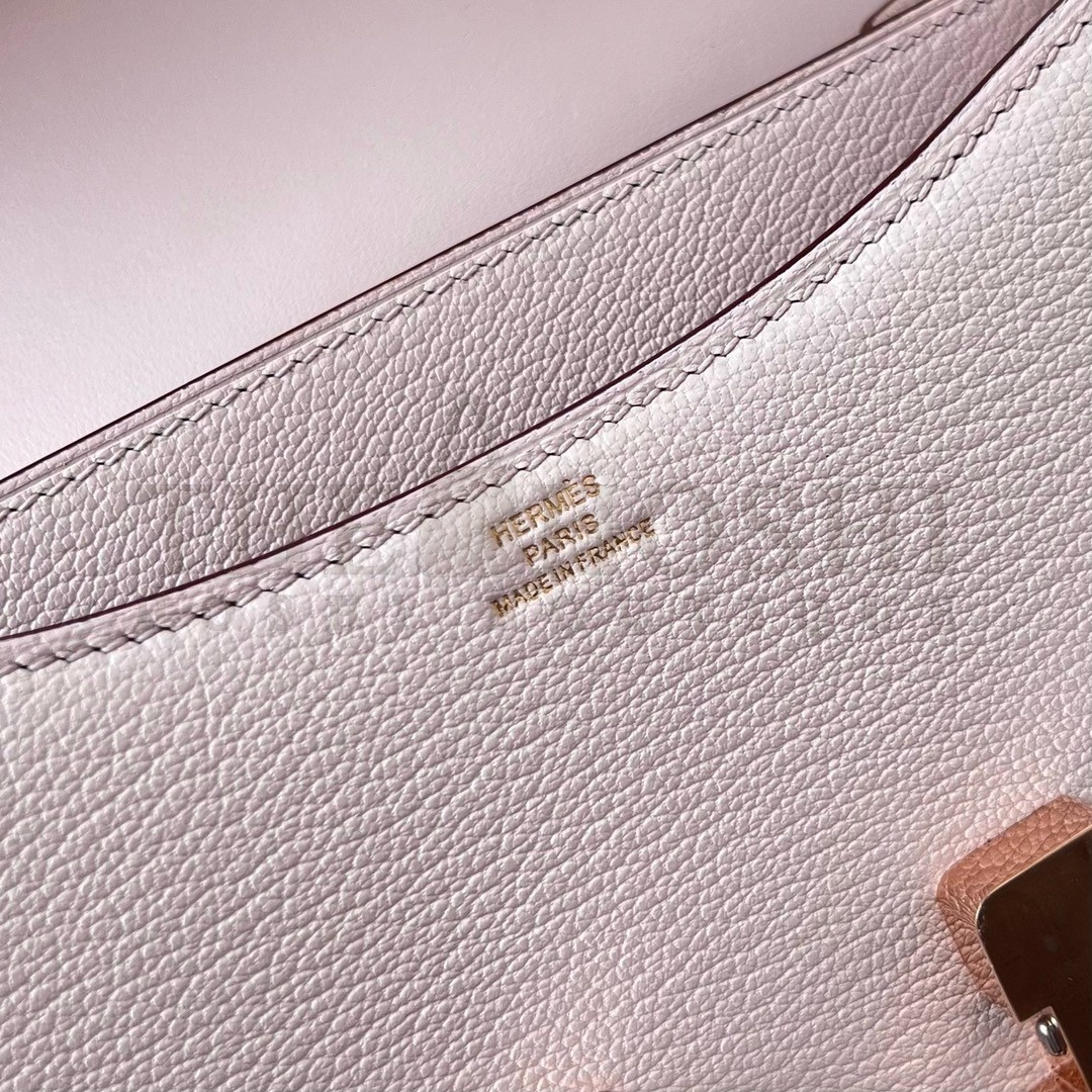 H**me5 Constance 18 Handmade Bag In Mauve Pale Chevre Mysore Leather Master Quality