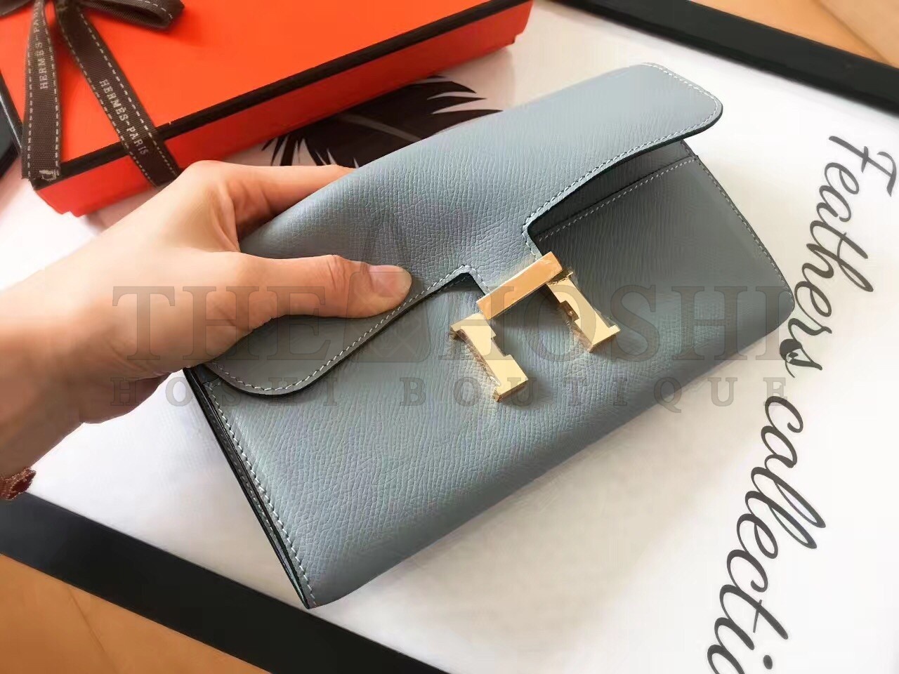 H**me5 Blue Lin Epsom Constance Long Wallet Master Quality