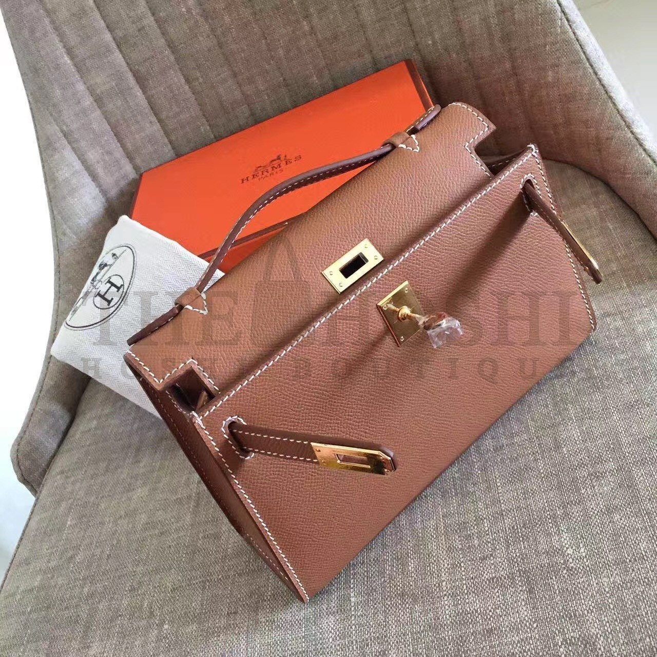 H**me5 Brown Kelly Pochette Epsom Handmade Bag Master Quality