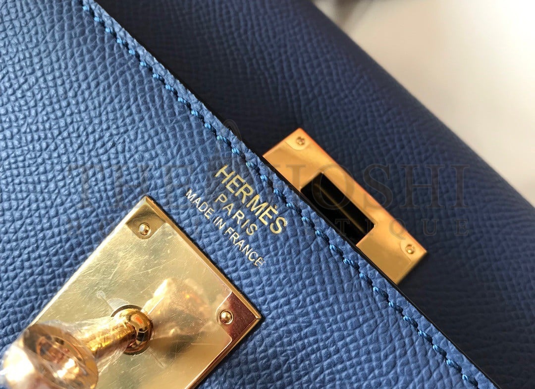 H**me5 Kelly 28cm Sellier Bag in Blue Agate Epsom Calfskin GHW Master Quality