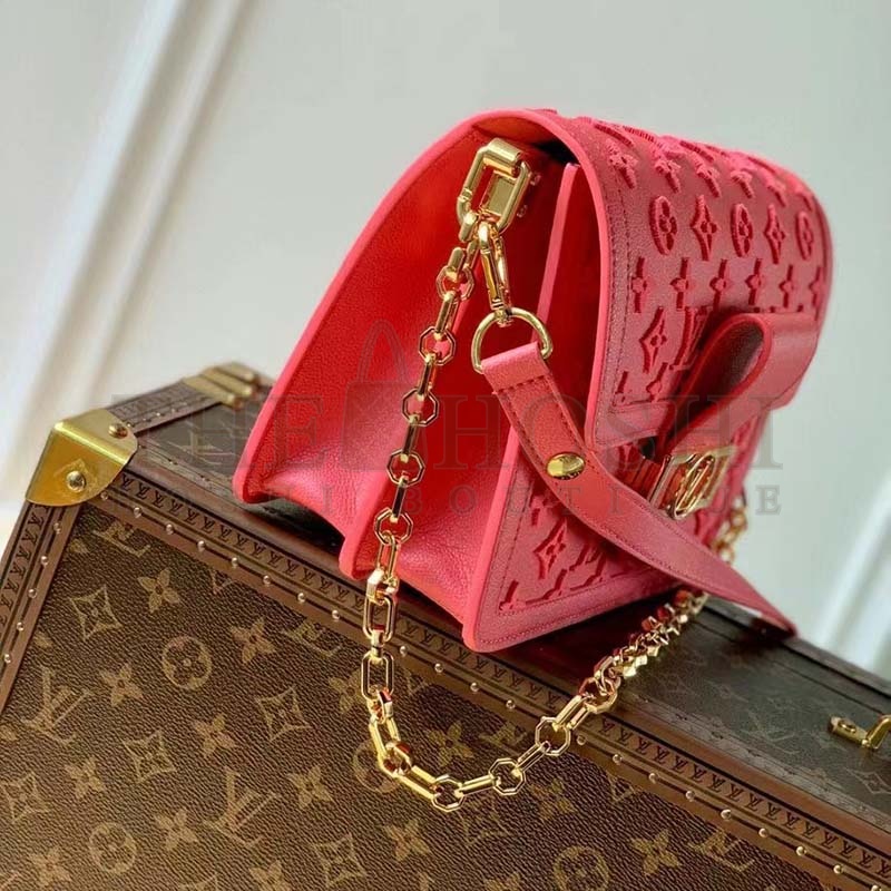 L0vis Vvtt0n LV Women Mini Dauphine Handbag Fluo Pink Tufted Grained Calfskin Leather Master Quality