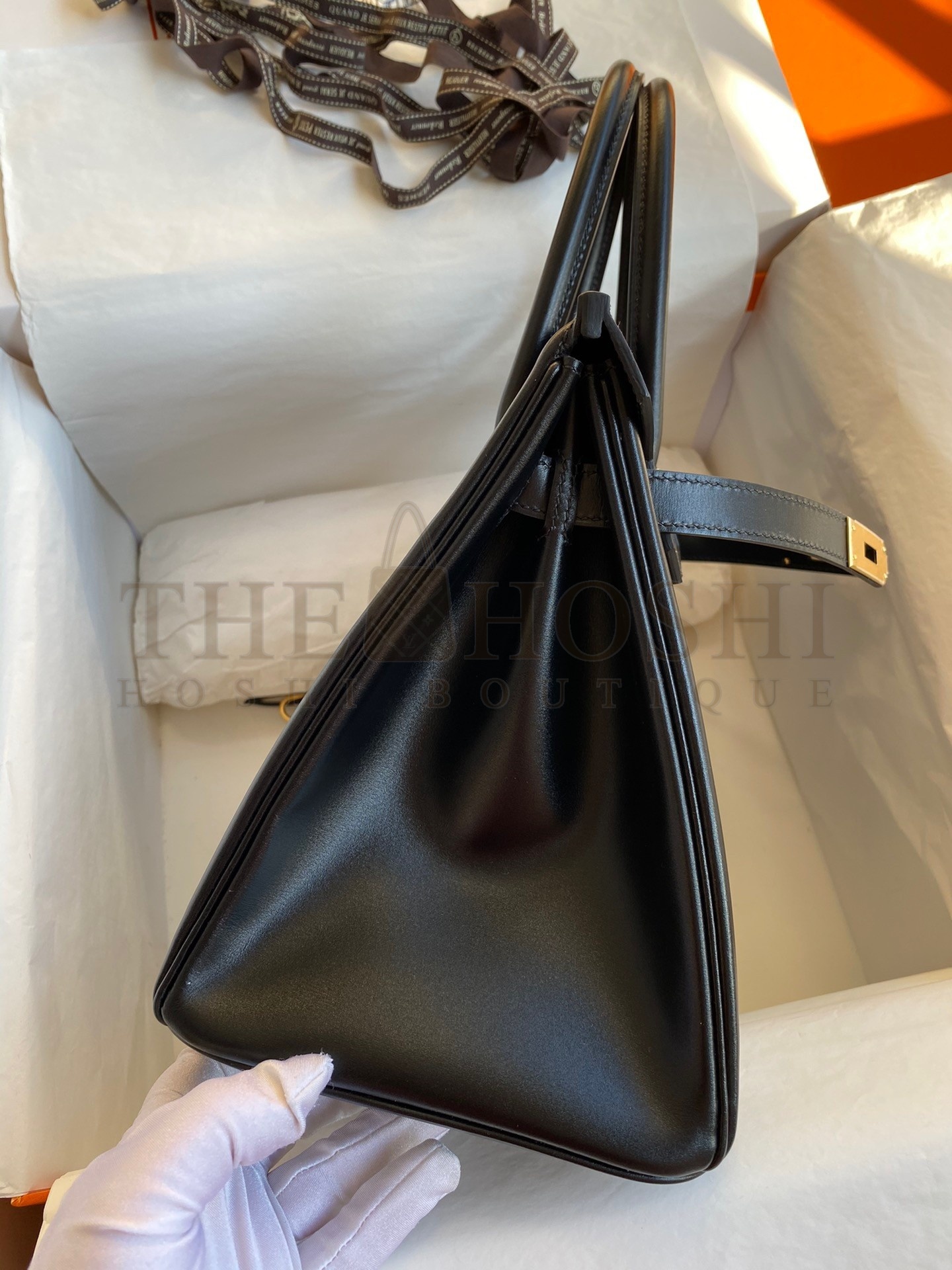 H**me5 Birkin 30 Retourne Handmade Bag In Black Box Calfskin Master Quality