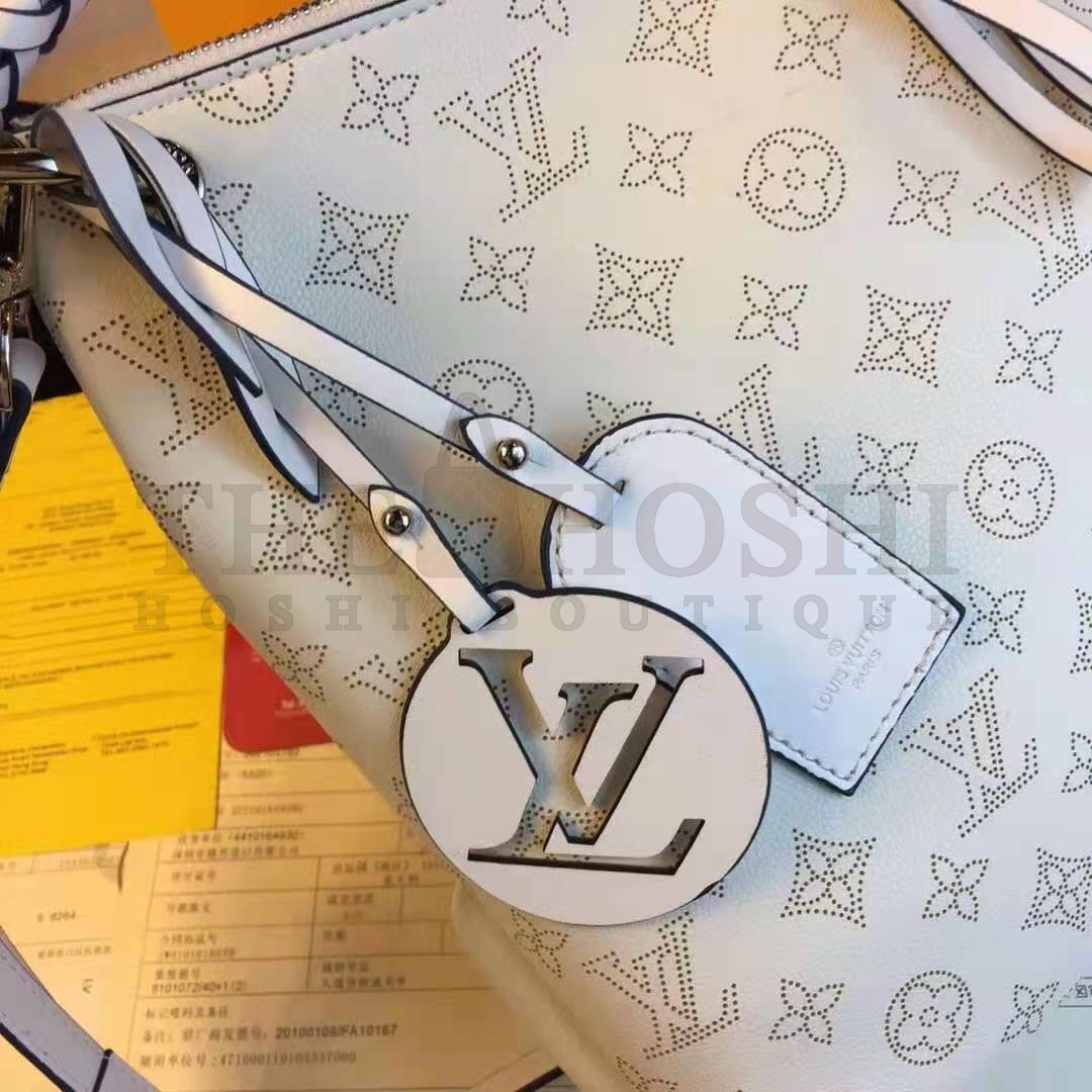 L0vis Vvtt0n LV Women Beaubourg Hobo Bag Snow White Mahina Perforated Calf Leather Master Quality
