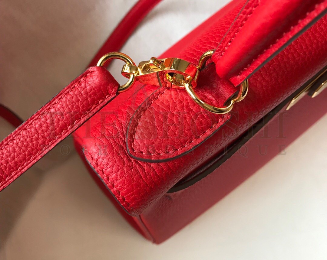 H**me5 Kelly 32cm Retourne Bag in Red Clemence Leather GHW Master Quality