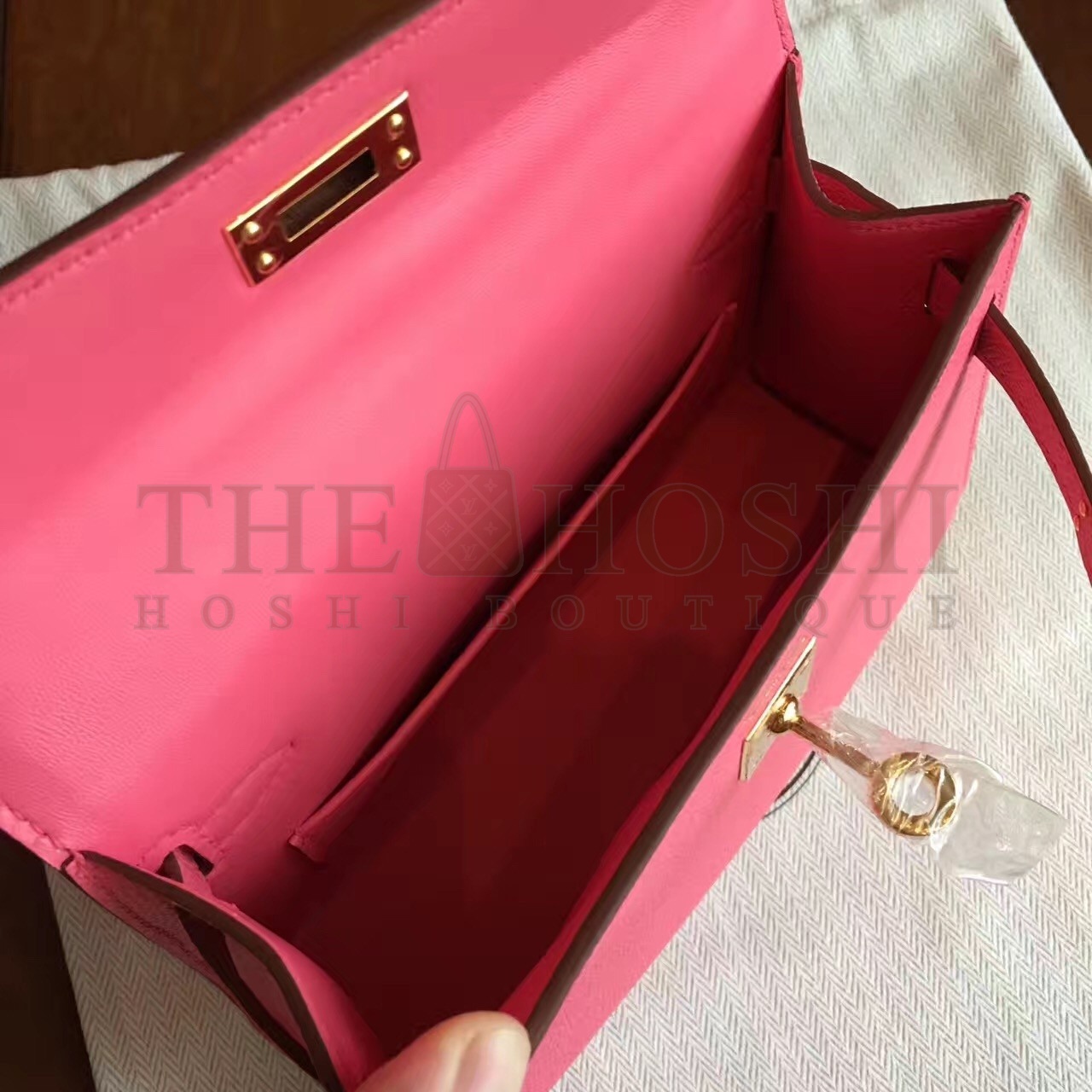 H**me5 Rose Lipstick Epsom Kelly Mini II Handmade Bag Master Quality