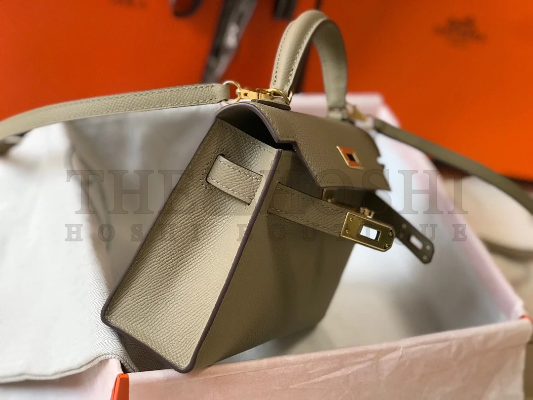 H**me5 Kelly Mini II Sellier Bag In Tourterelle Epsom Leather GHW Master Quality