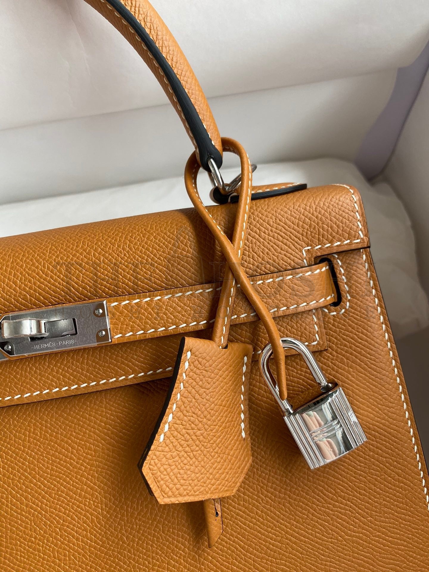 H**me5 Kelly Sellier 25 Handmade Bag In Toffee Epsom Calfskin Master Quality