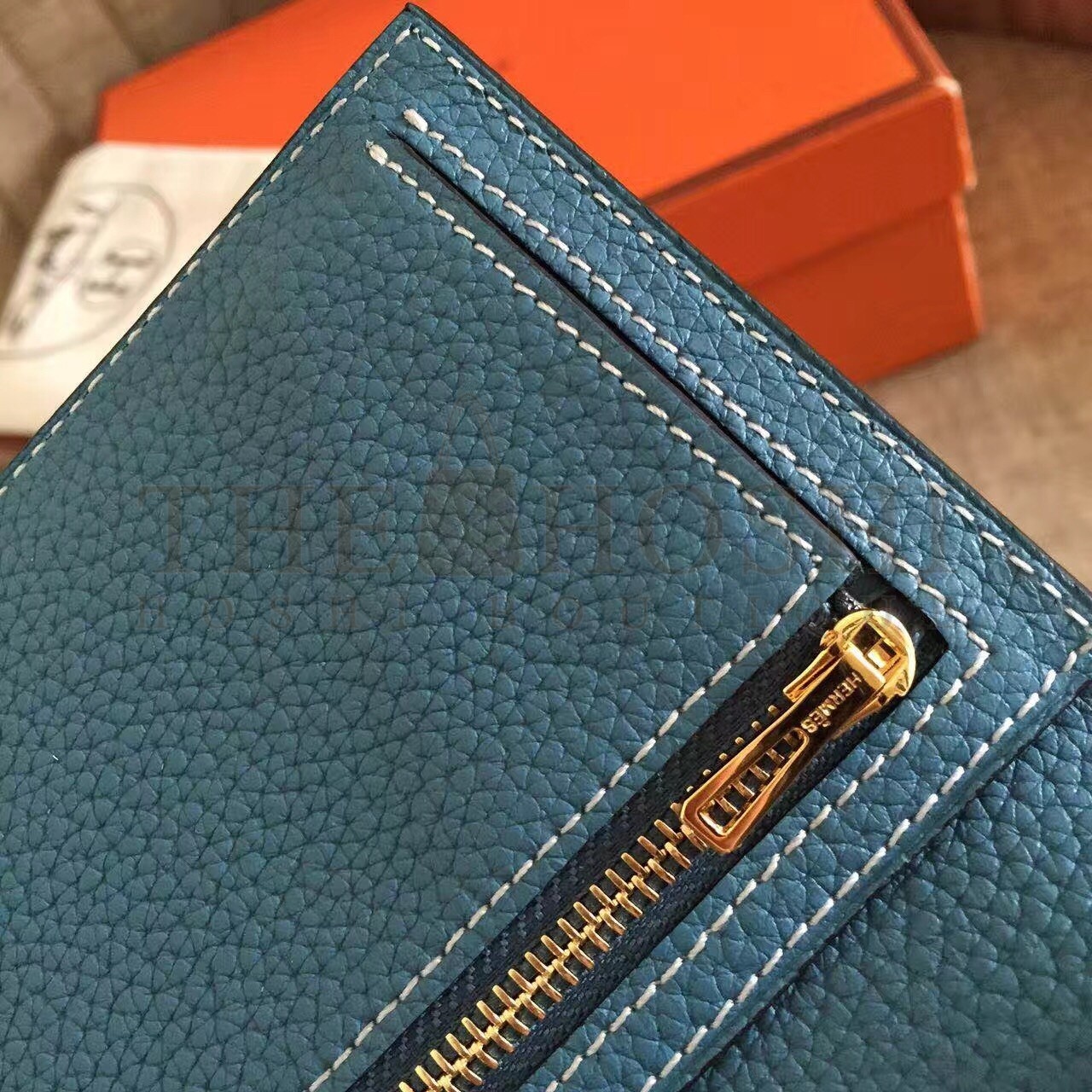 H**me5 Blue Jean Clemence Bearn Gusset Wallet Master Quality
