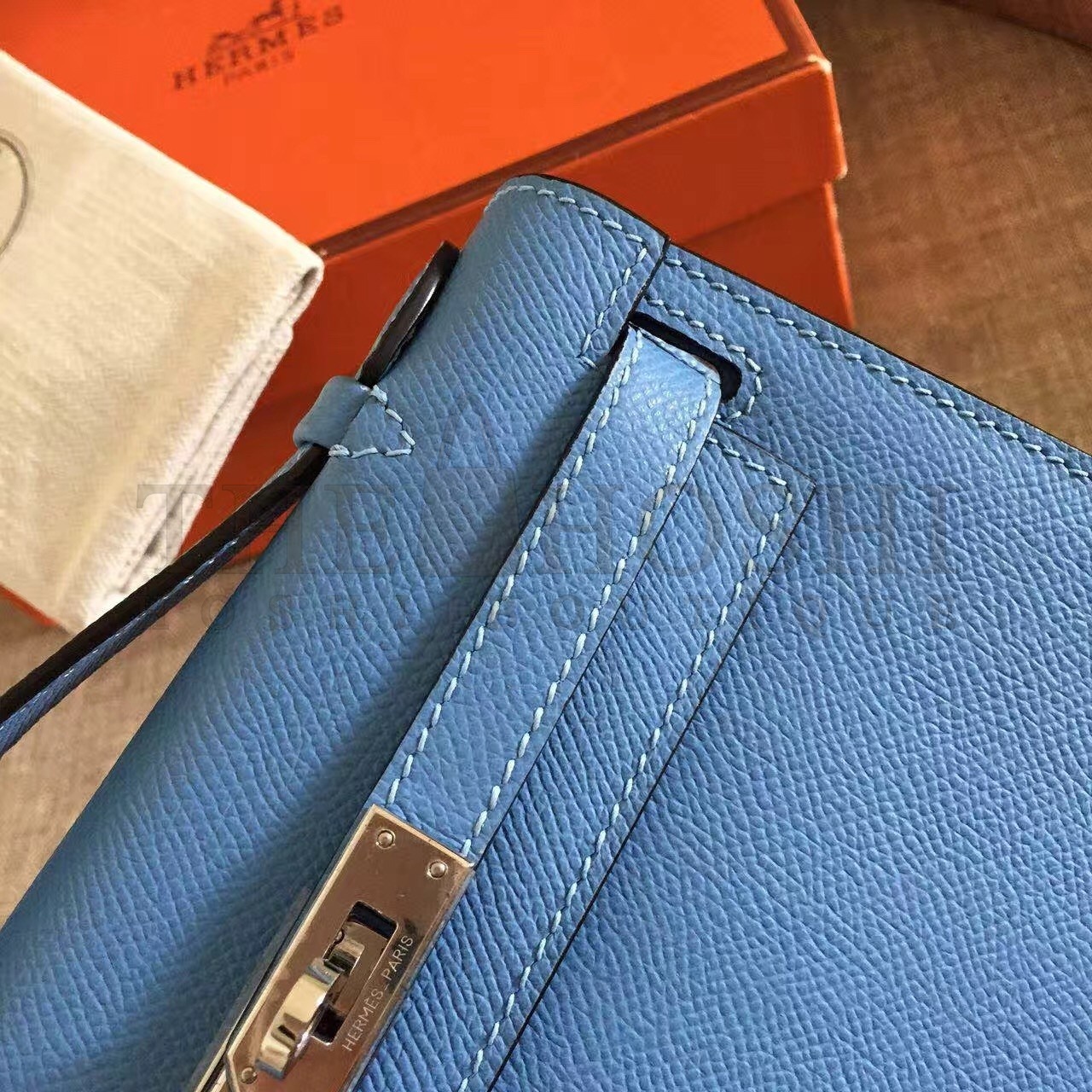 H**me5 Blue Paradise Kelly Pochette Epsom Handmade Bag Master Quality