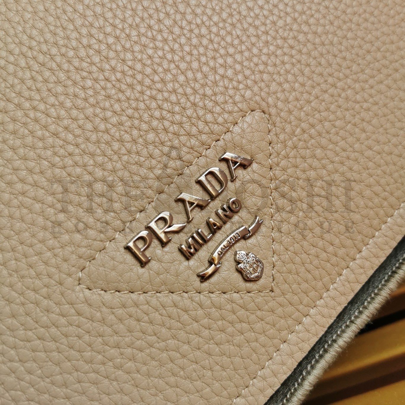 Pra*a Flap Shoulder Bag in Sand Grained Leather Master Quality