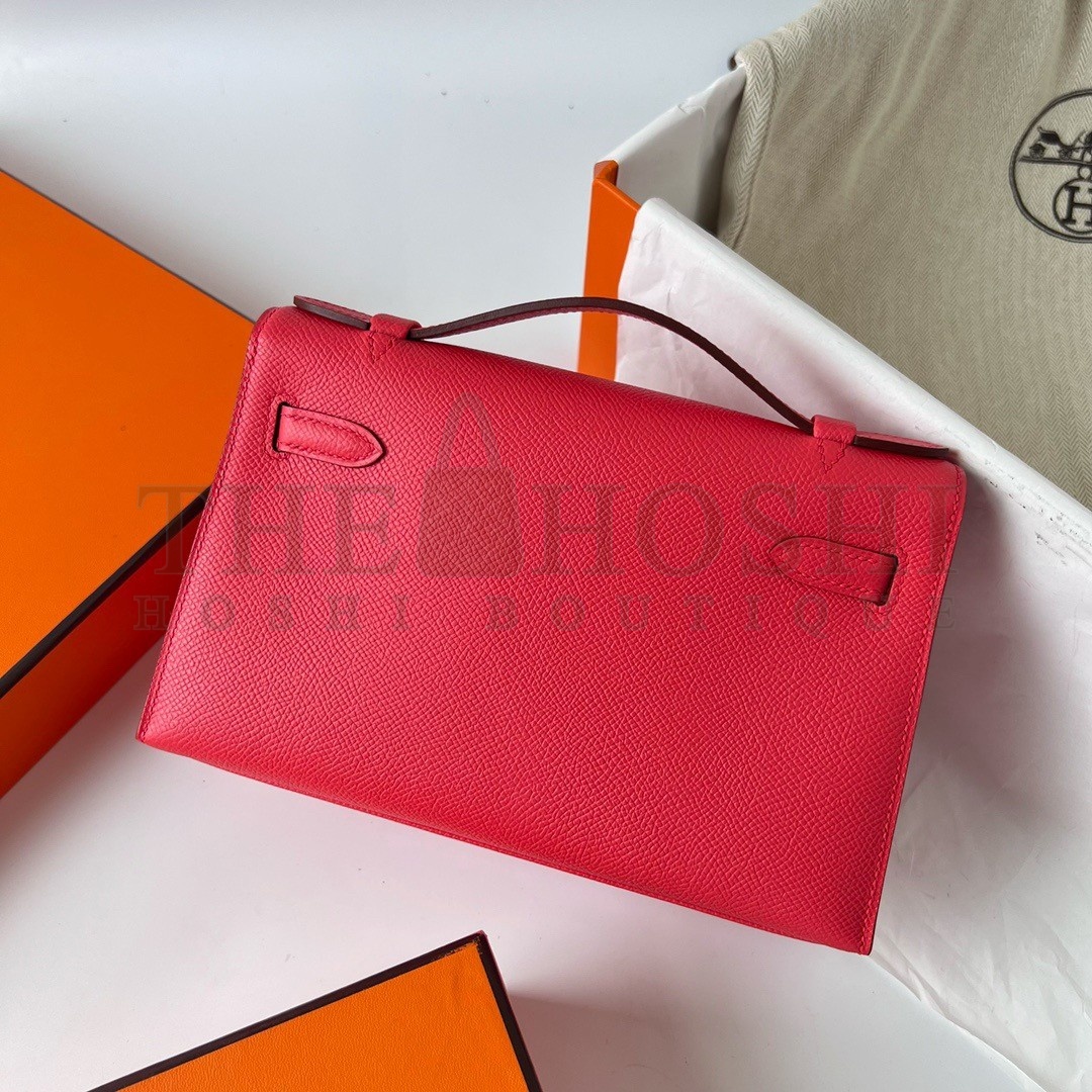 H**me5 Kelly Pochette Handmade Bag In Rose Japour Epsom Calfskin Master Quality