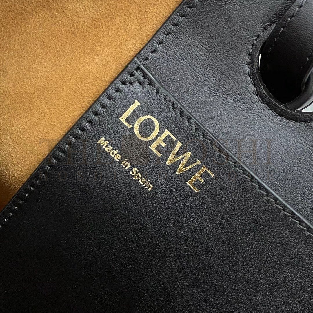 L0ew* Anagram Small Tote In Black Classic Calfskin Master Quality