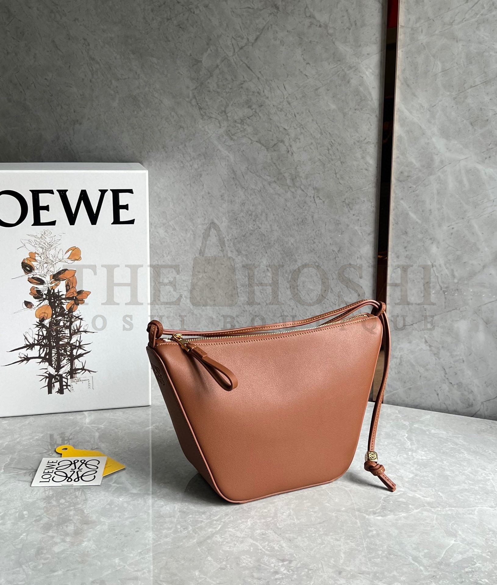 L0ew* Mini Hammock Hobo Bag in Brown Calfskin Master Quality