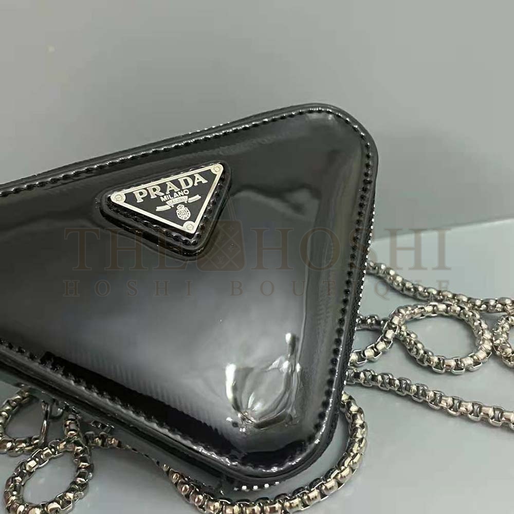 Pra*a Women Brushed Leather Mini-Pouch-Black Master Quality