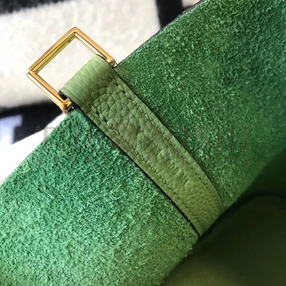 H**me5 Vert Criquet Picotin Lock PM 18cm Handmade Bag Master Quality