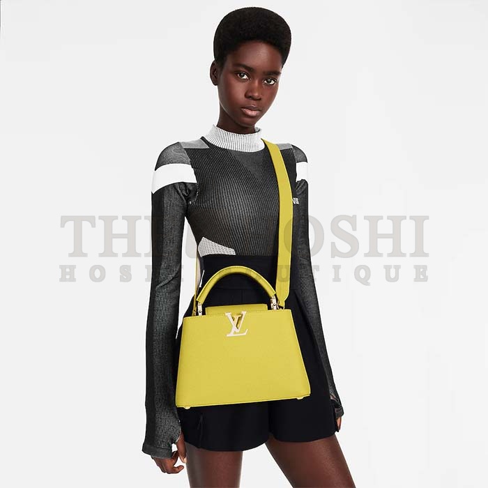 L0vis Vvtt0n LV Women Capucines BB Handbag Cedrat Yellow Crème Nacré Taurillon Leather Master Quality