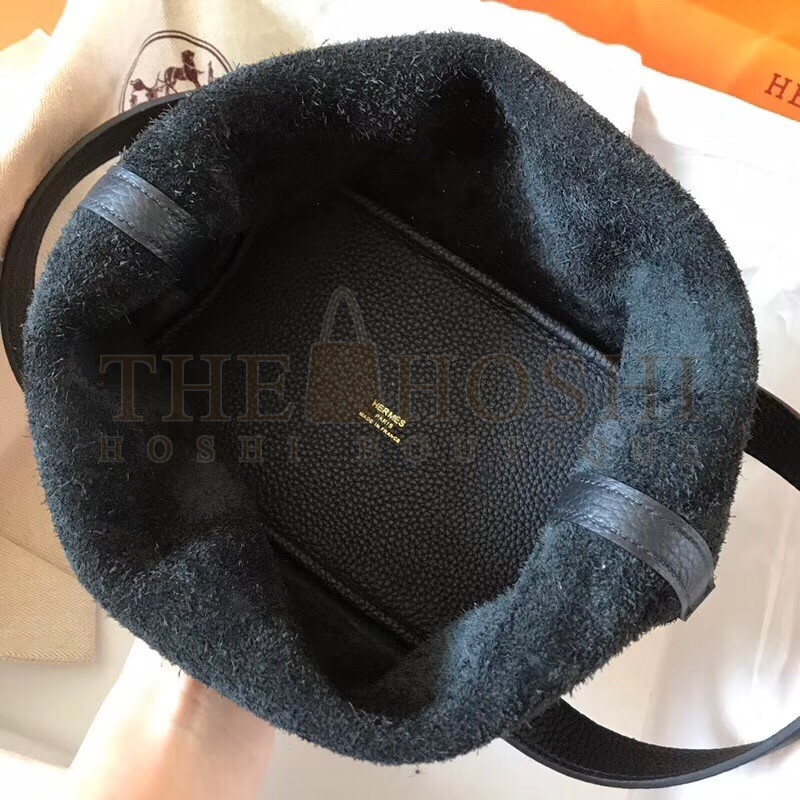 H**me5 Black Picotin Lock MM 22cm Handmade Bag Master Quality