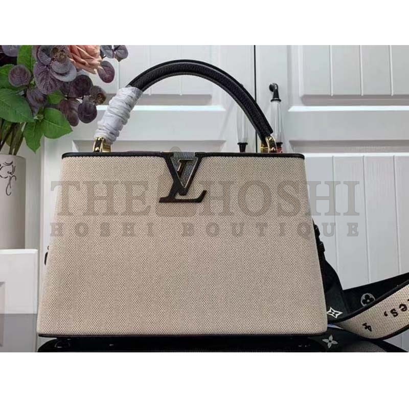L0vis Vvtt0n LV Women Capucines MM Handbag Black Taurillon Leather Canvas Master Quality