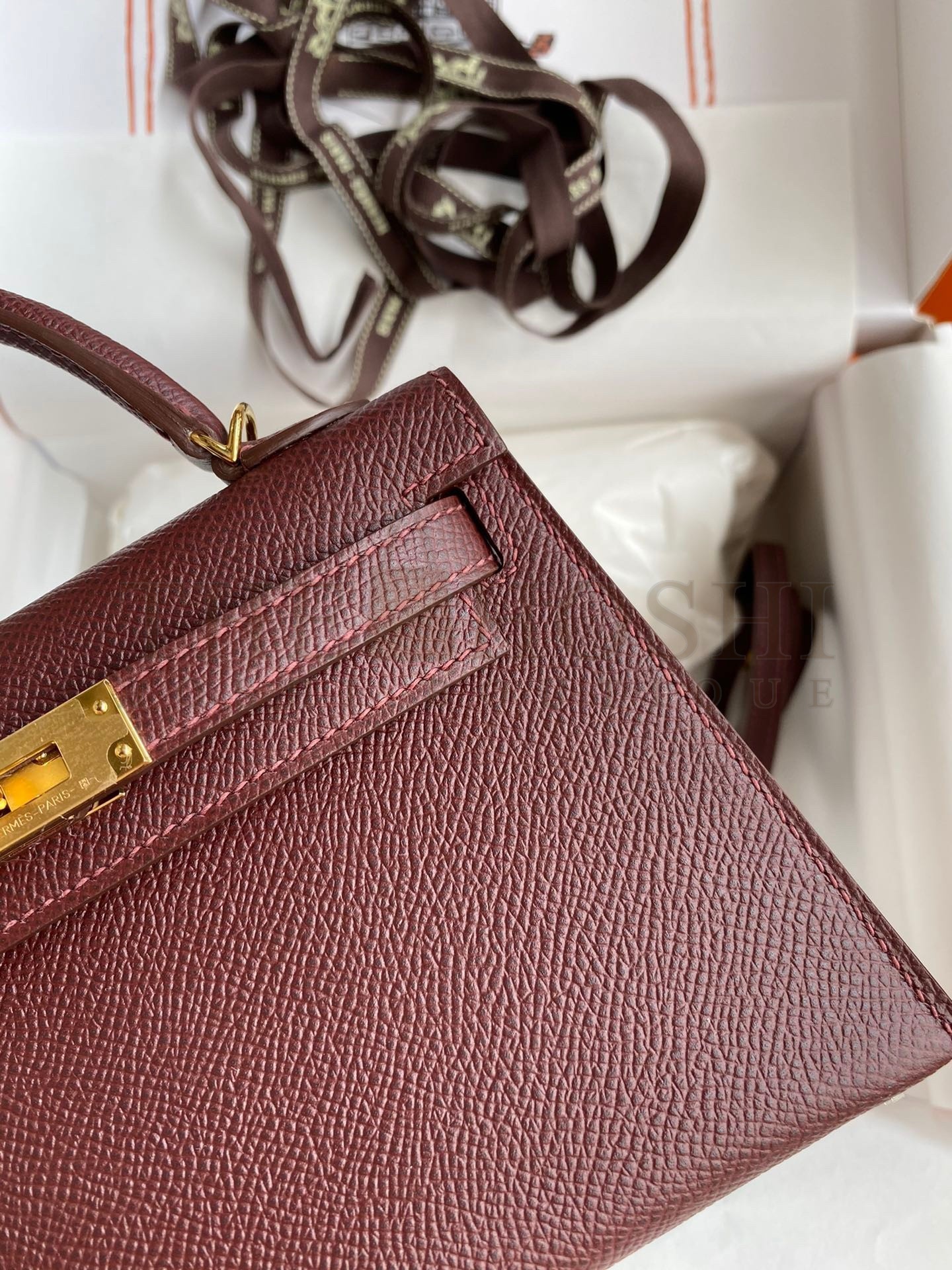H**me5 Kelly Mini II Sellier Handmade Bag In Bordeaux Epsom Calfskin Master Quality