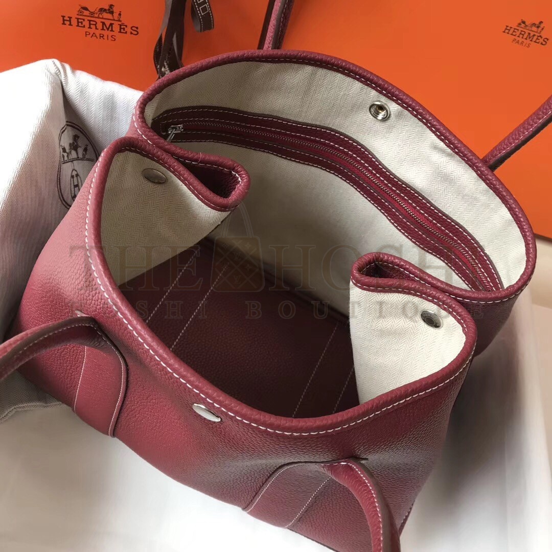 H**me5 Garden Party 30 Bag In Bordeaux Clemence Leather Master Quality
