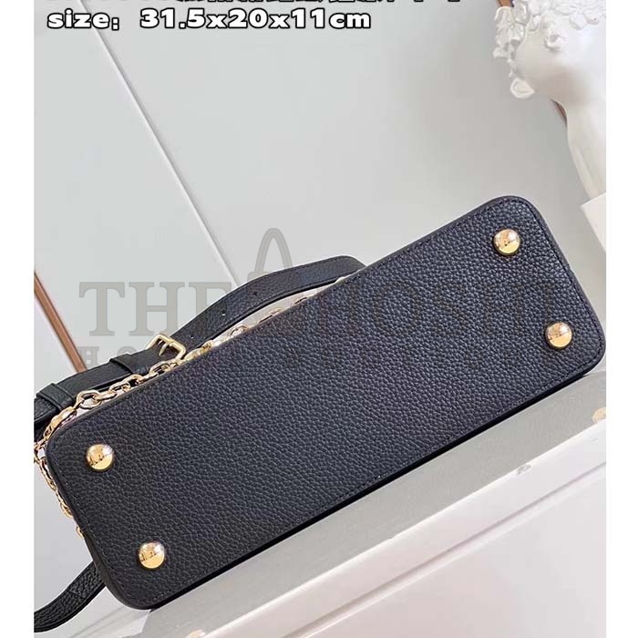 L0vis Vvtt0n LV Women Capucines MM Handbag Black Pink Taurillon Leather Master Quality