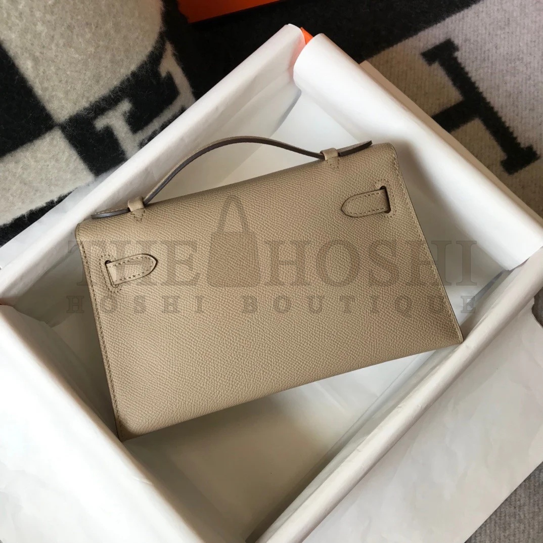 H**me5 Kelly Pochette Clutch Bag In Gris Tourterelle Epsom Leather Master Quality