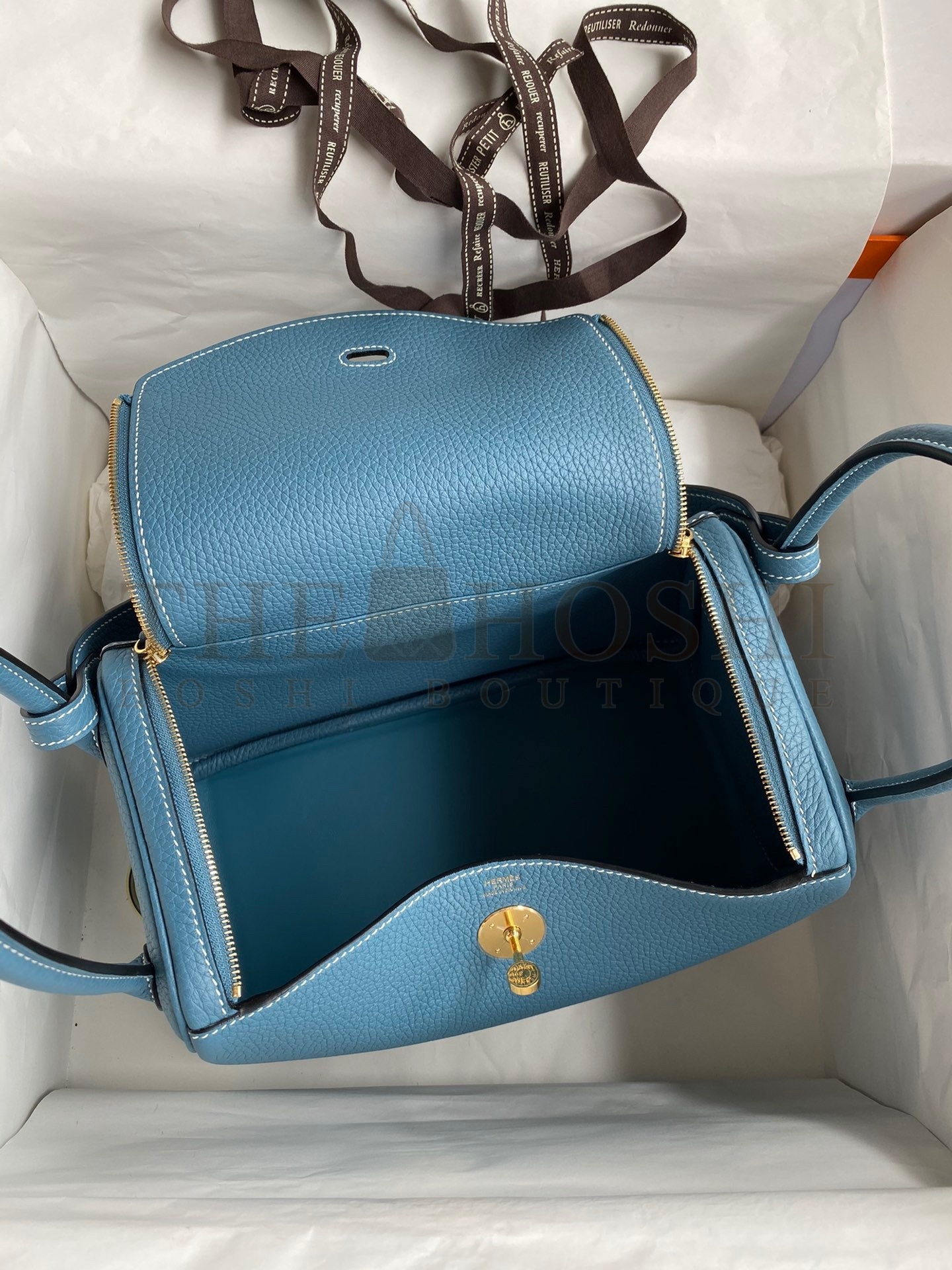 H**me5 Lindy 26 Handmade Bag In Blue Jean Clemence Leather Master Quality