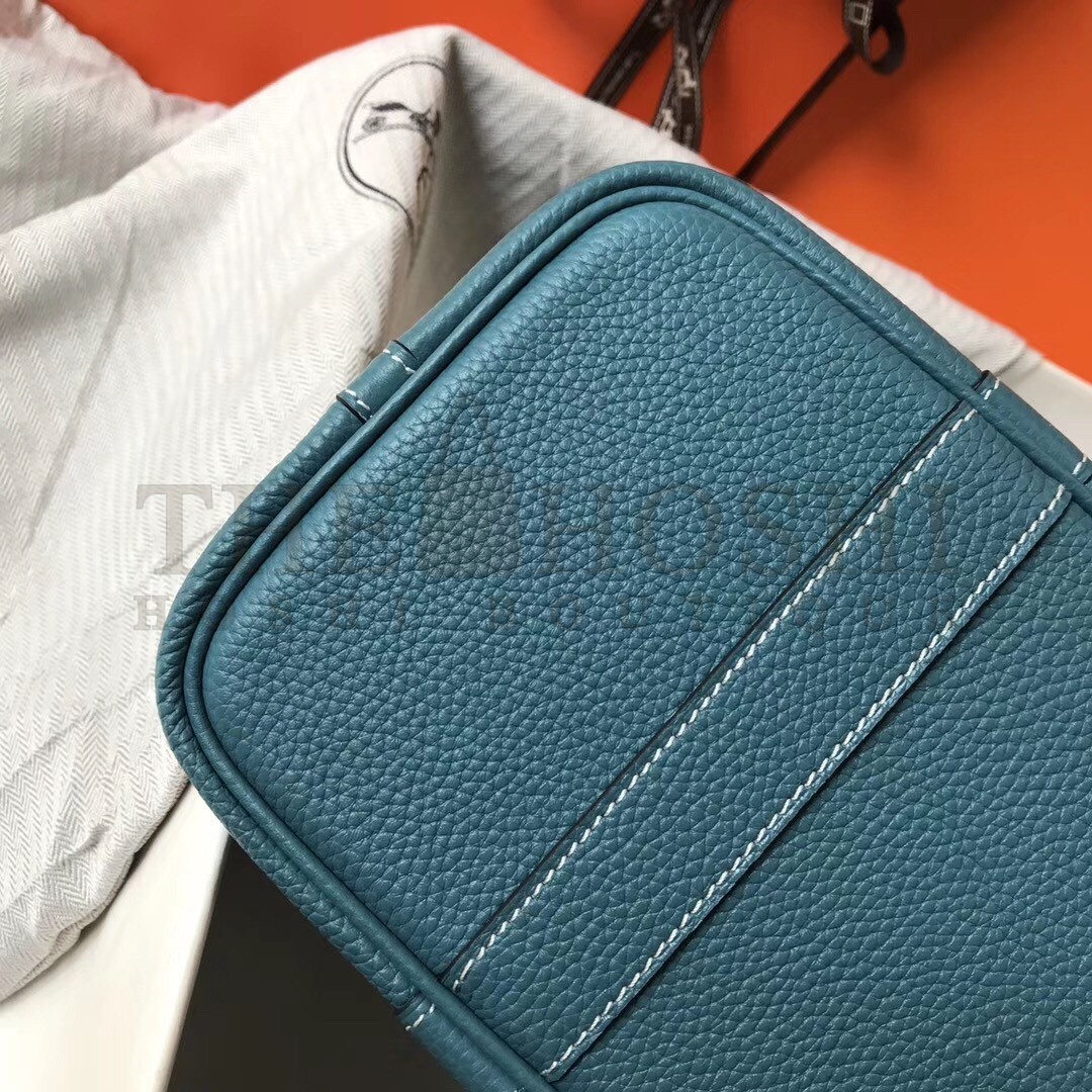 H**me5 Garden Party 36 Bag In Blue Jean Clemence Leather Master Quality