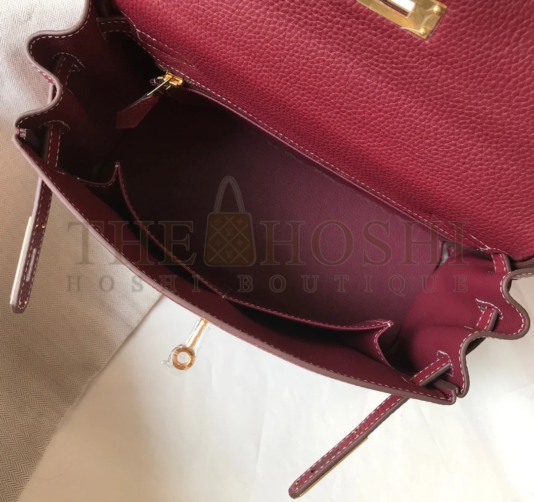 H**me5 Kelly 25cm Retourne Bag in Bordeaux Clemence Leather GHW Master Quality