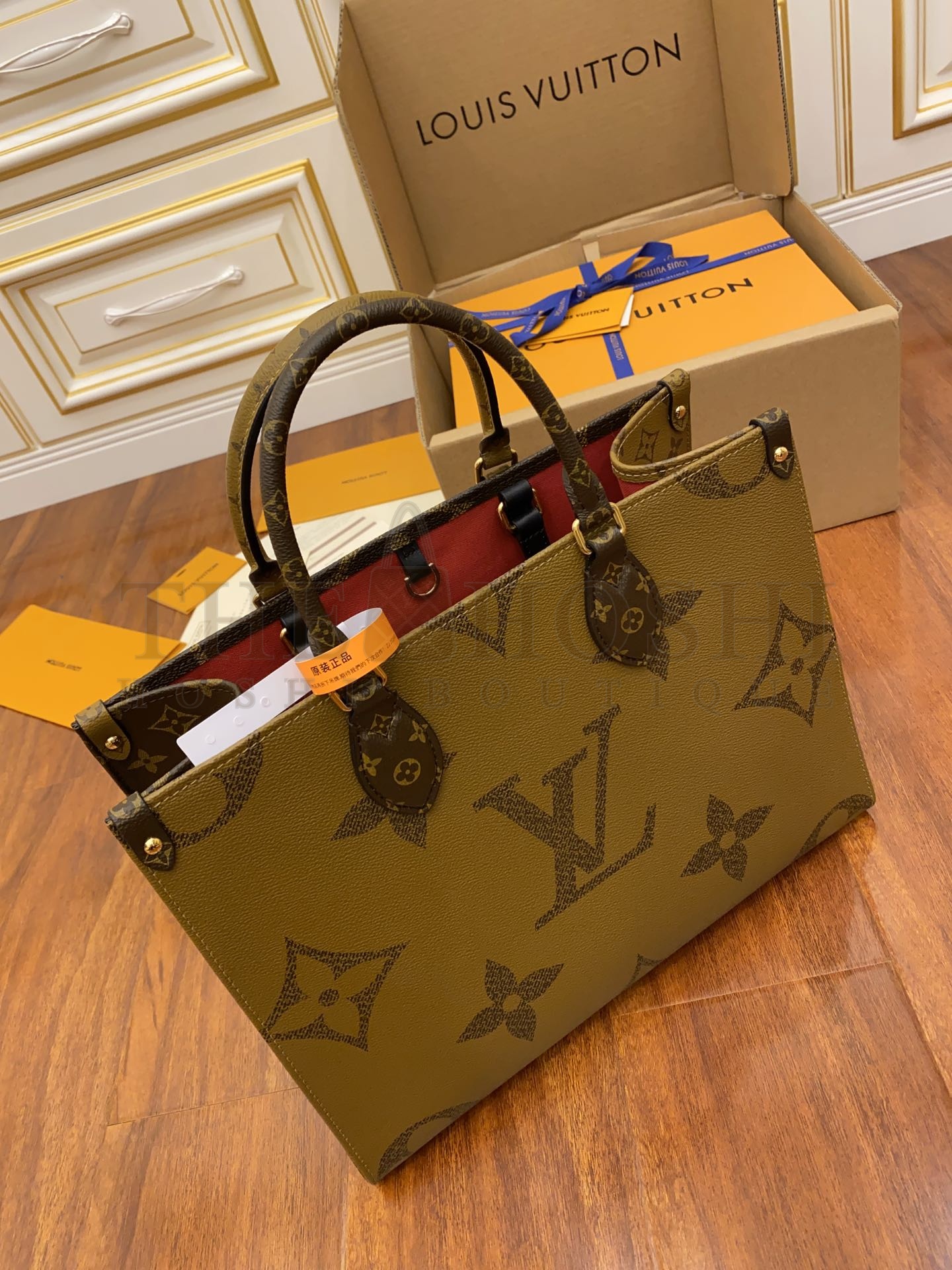 L0vis Vvtt0n Onthego Women LV Tote Bag in Monogram Giant Canvas-Brown Master Quality