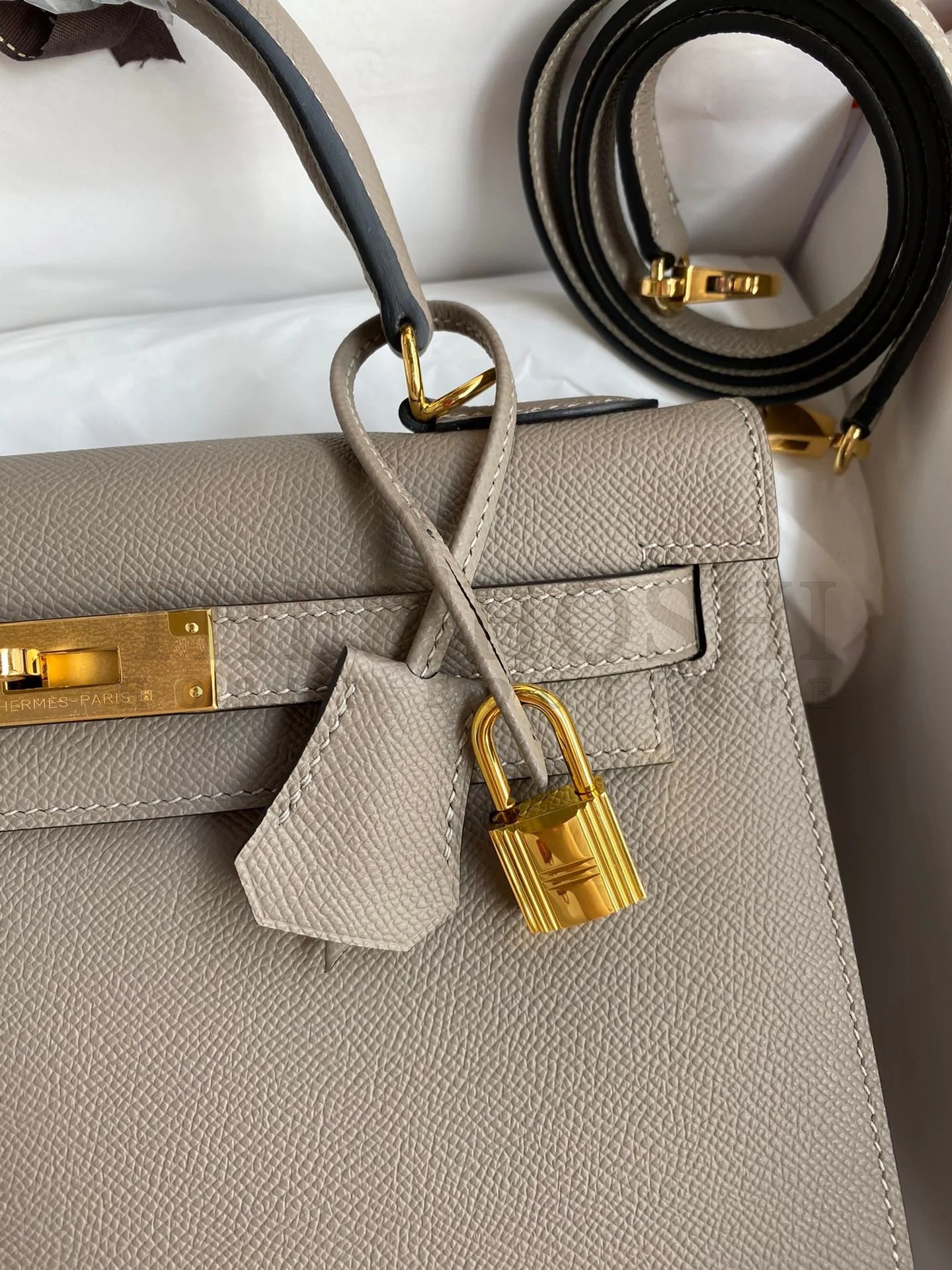 H**me5 Kelly Sellier 28 Handmade Bag In Gris Asphalt Epsom Calfskin Master Quality