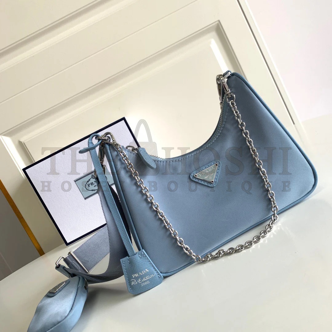 Pra*a Re-Edition 2005 Shoulder Bag In Blue Re-Nylon Master Quality
