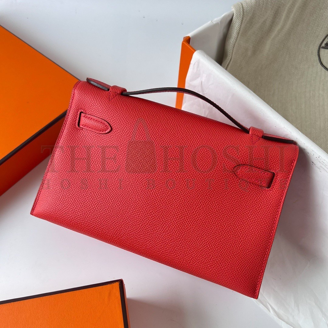 H**me5 Kelly Pochette Handmade Bag In Rouge Piment Epsom Calfskin Master Quality