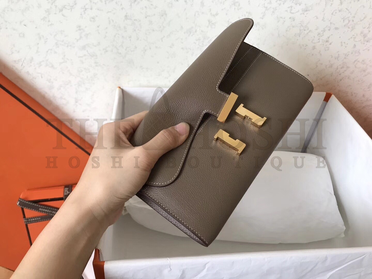 H**me5 Taupe Epsom Constance Long Wallet Master Quality