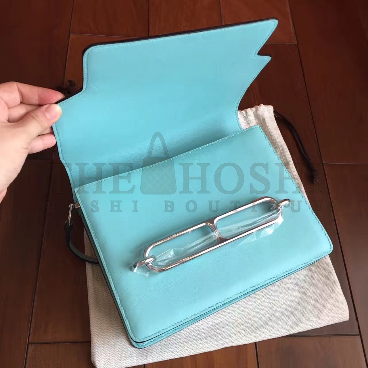 H**me5 Mini Sac Roulis Bag In Blue Atoll Swift Leather Master Quality