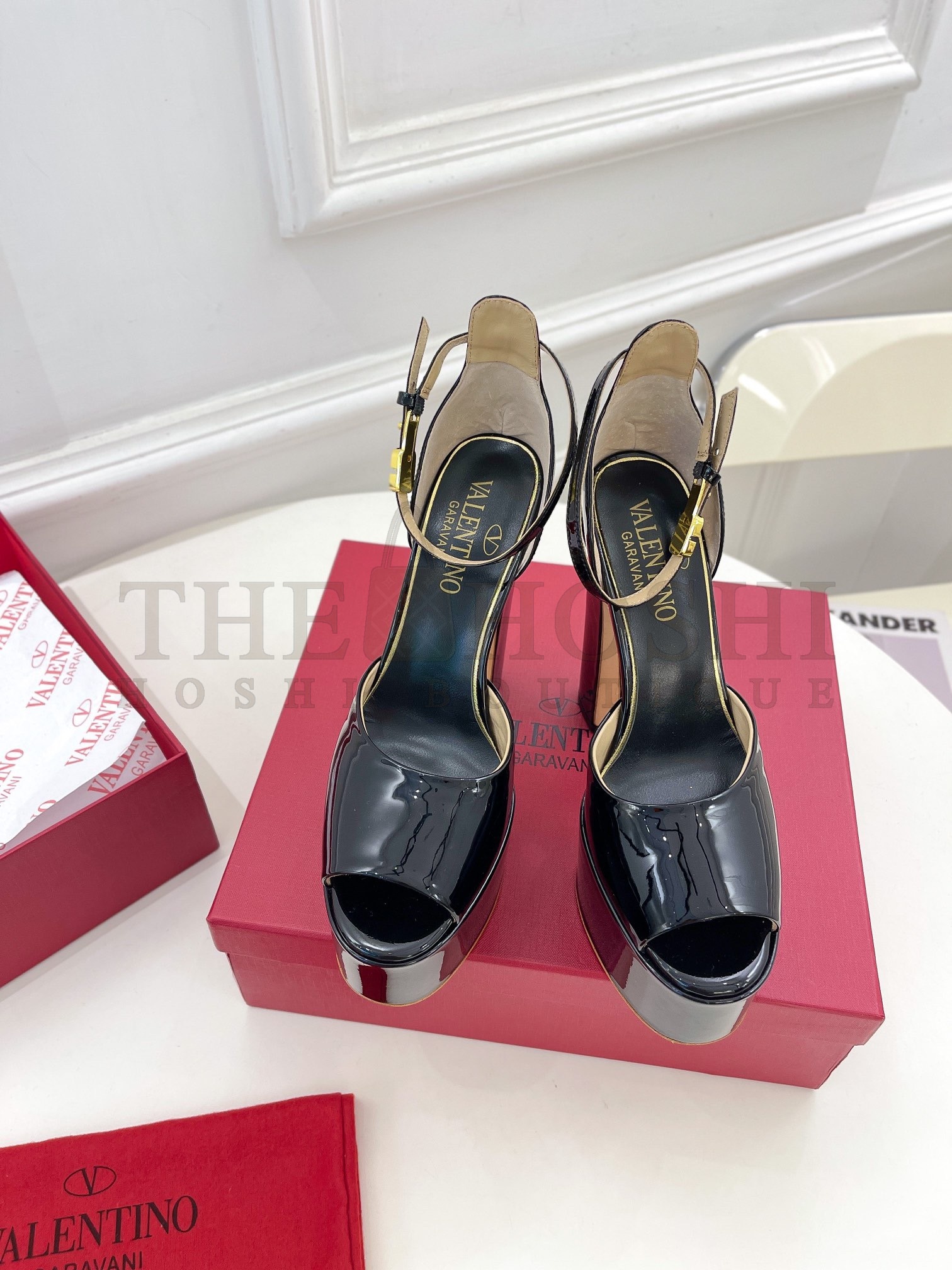 Va1e*ntin0 Tan-Go Platform Sandals 155mm In Black Patent Leather Master Quality