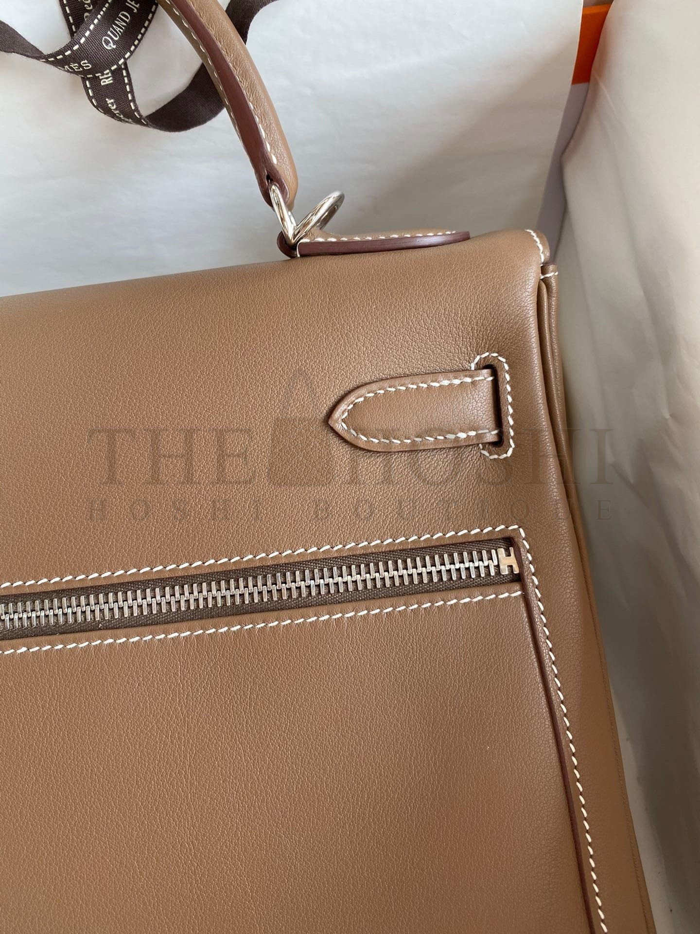 H**me5 Kelly Lakis 32 Handmade Bag In Taupe Swift Calfskin Master Quality
