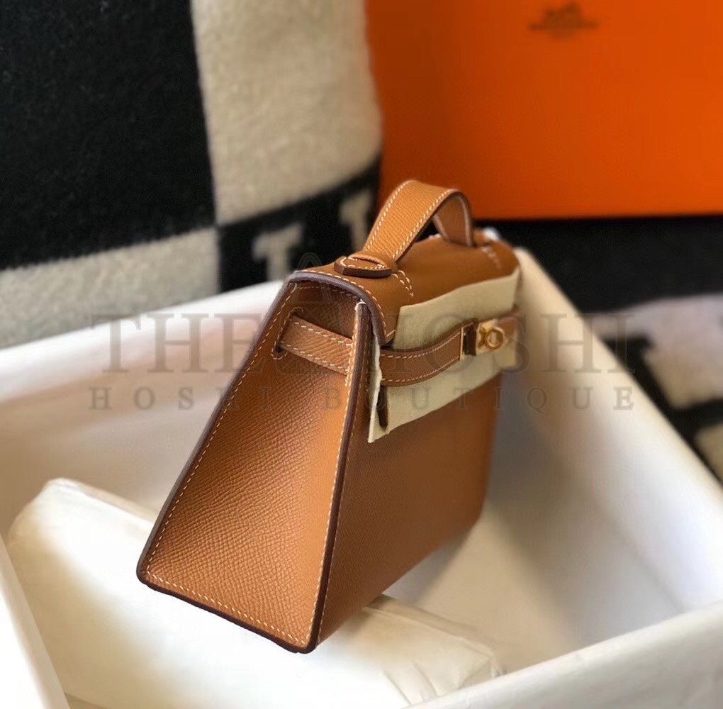 H**me5 Kelly Pochette Bag In Gold Epsom Leather Master Quality