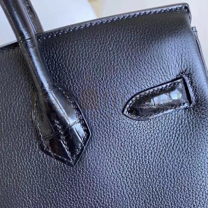 H**me5 Black Touch Birkin 30cm Bag Shiny Niloticus Crocodile Skin Master Quality