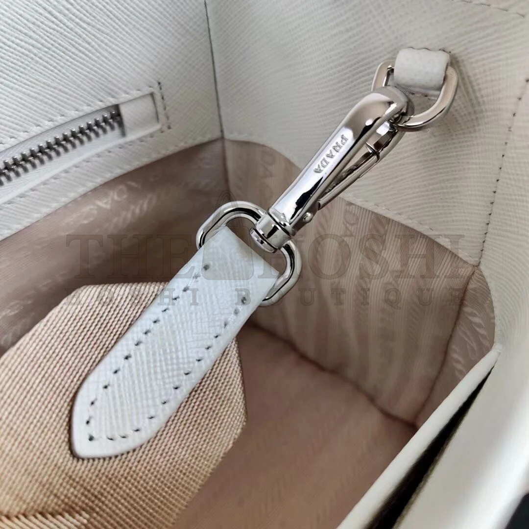 Pra*a Galleria Mini Bag In White Saffiano Leather Master Quality