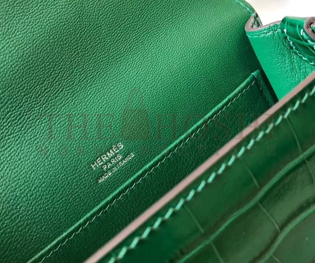H**me5 Roulis Mini Bag In Green Crocodile With Natural Lizard Master Quality