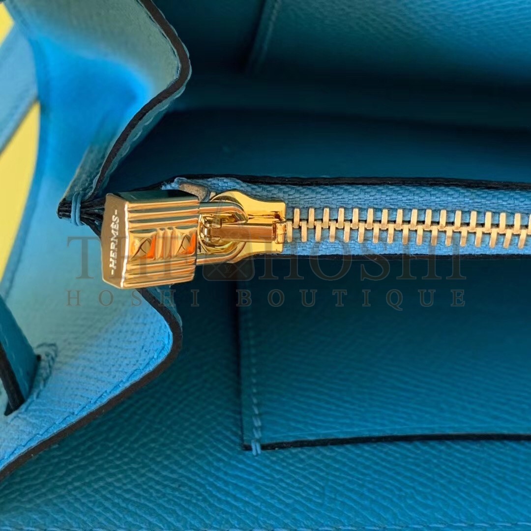 H**me5 Kelly Classique To Go Wallet In Blue Du Nord Epsom Calfskin Master Quality